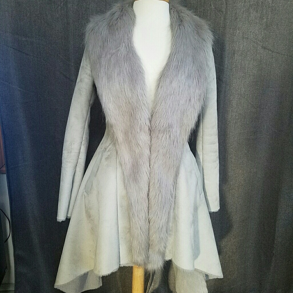 Bebe Faux Seude and Fur Coat